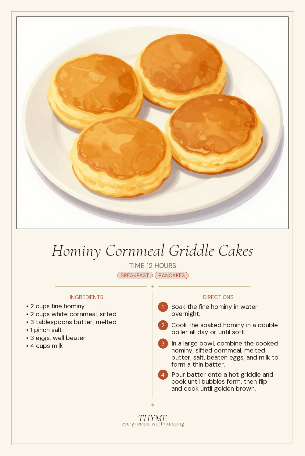 Hominy Cornmeal Griddle Cakes