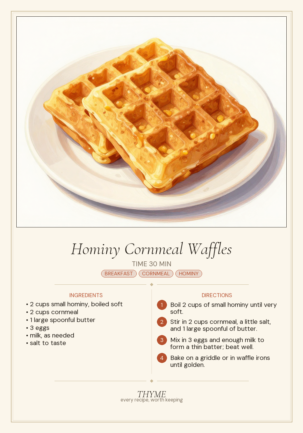 Hominy Cornmeal Waffles