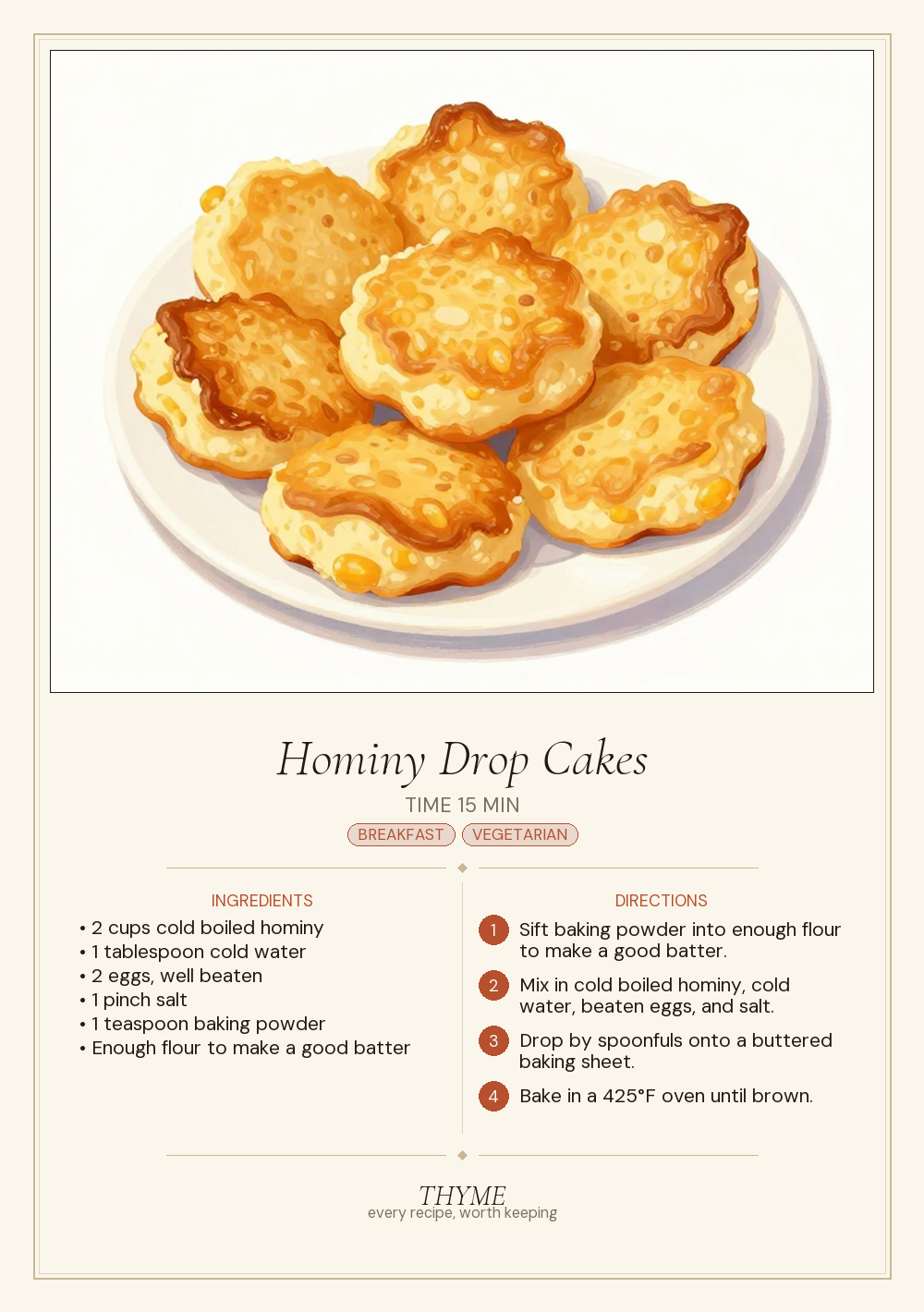 Hominy Drop Cakes