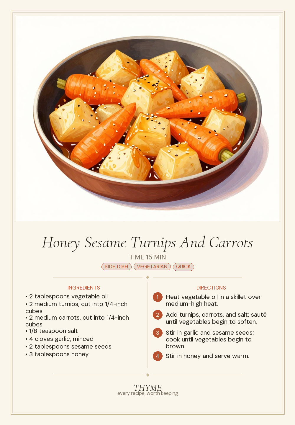 Honey Sesame Turnips And Carrots