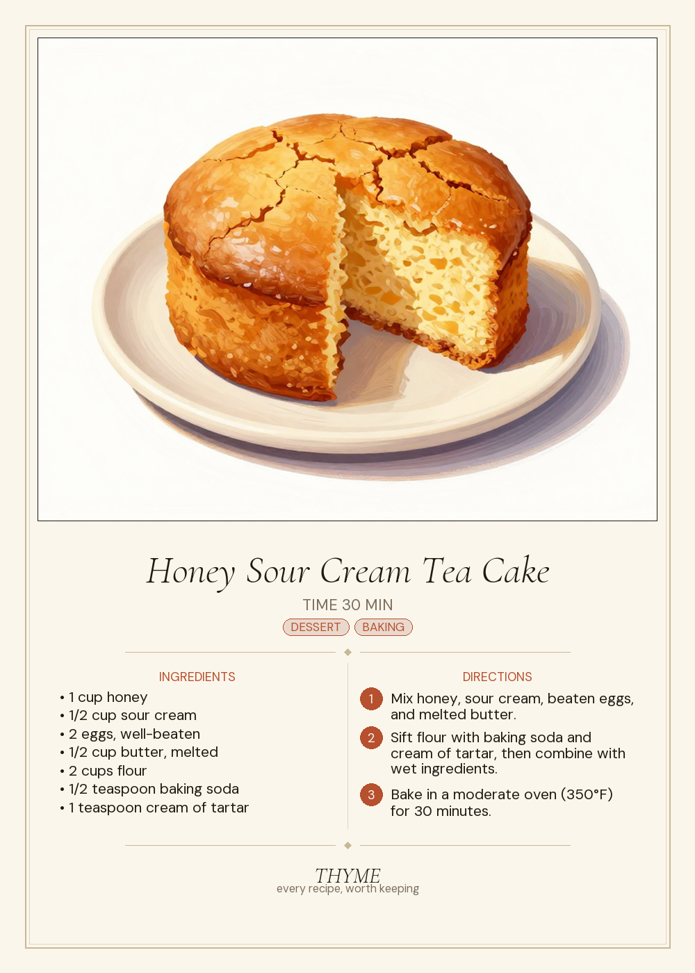 Honey Sour Cream Tea Cake