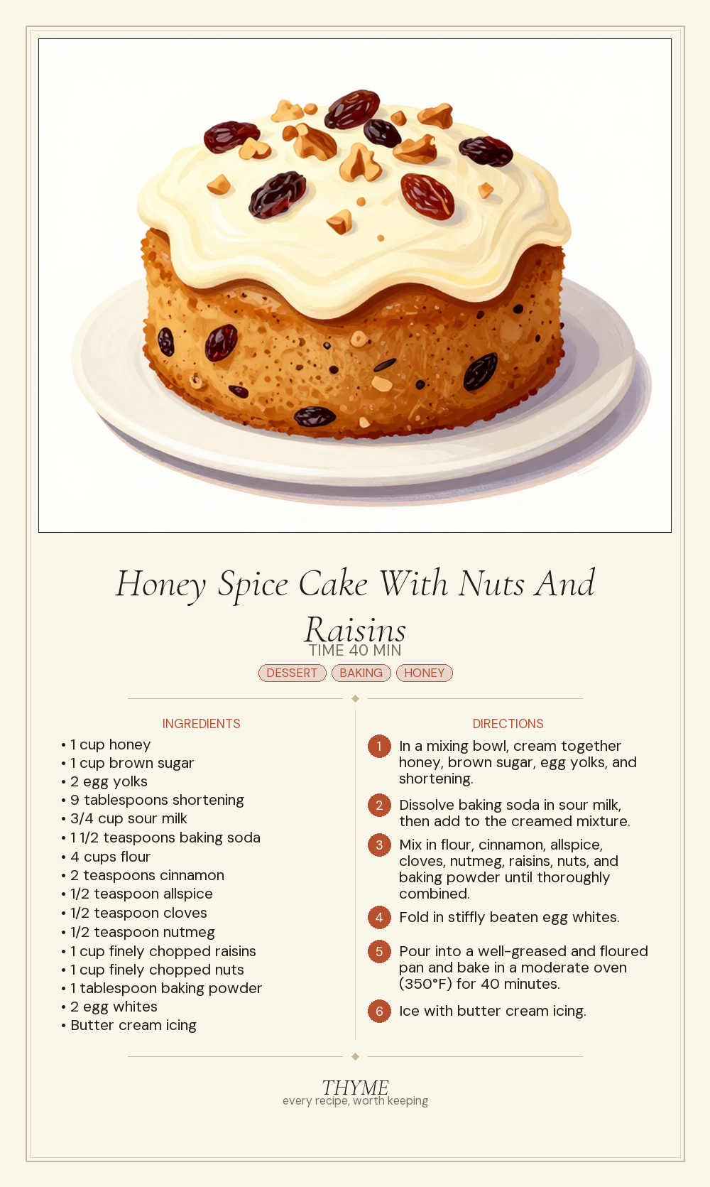 Honey Spice Cake With Nuts And Raisins