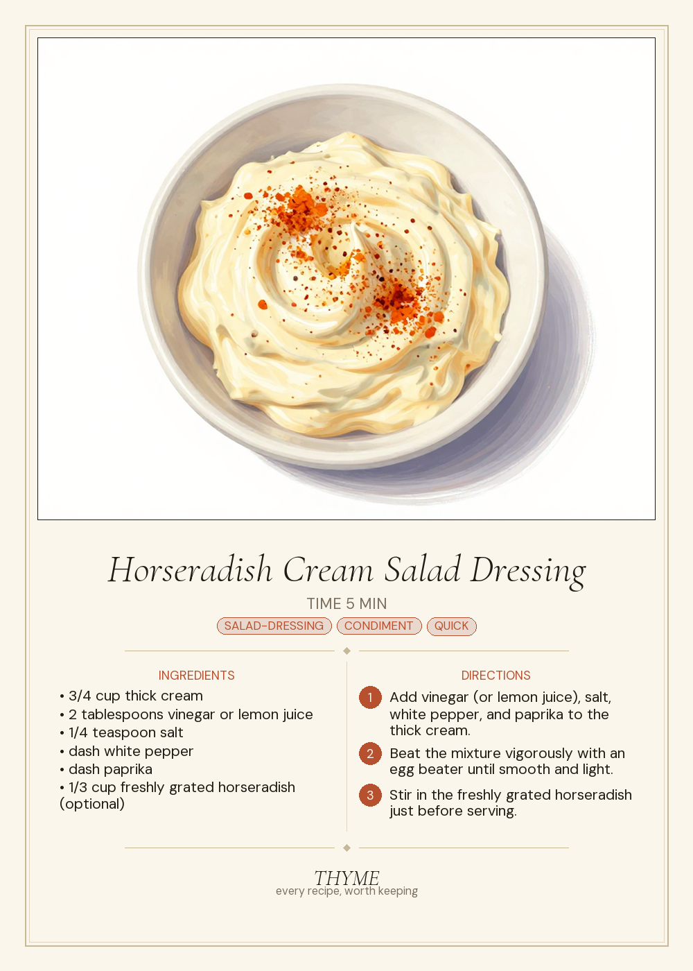 Horseradish Cream Salad Dressing