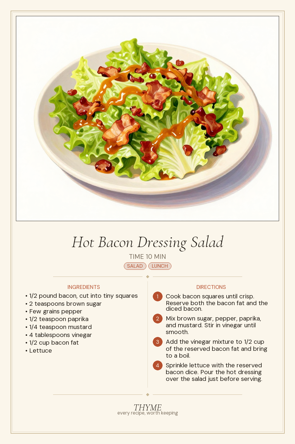 Hot Bacon Dressing Salad