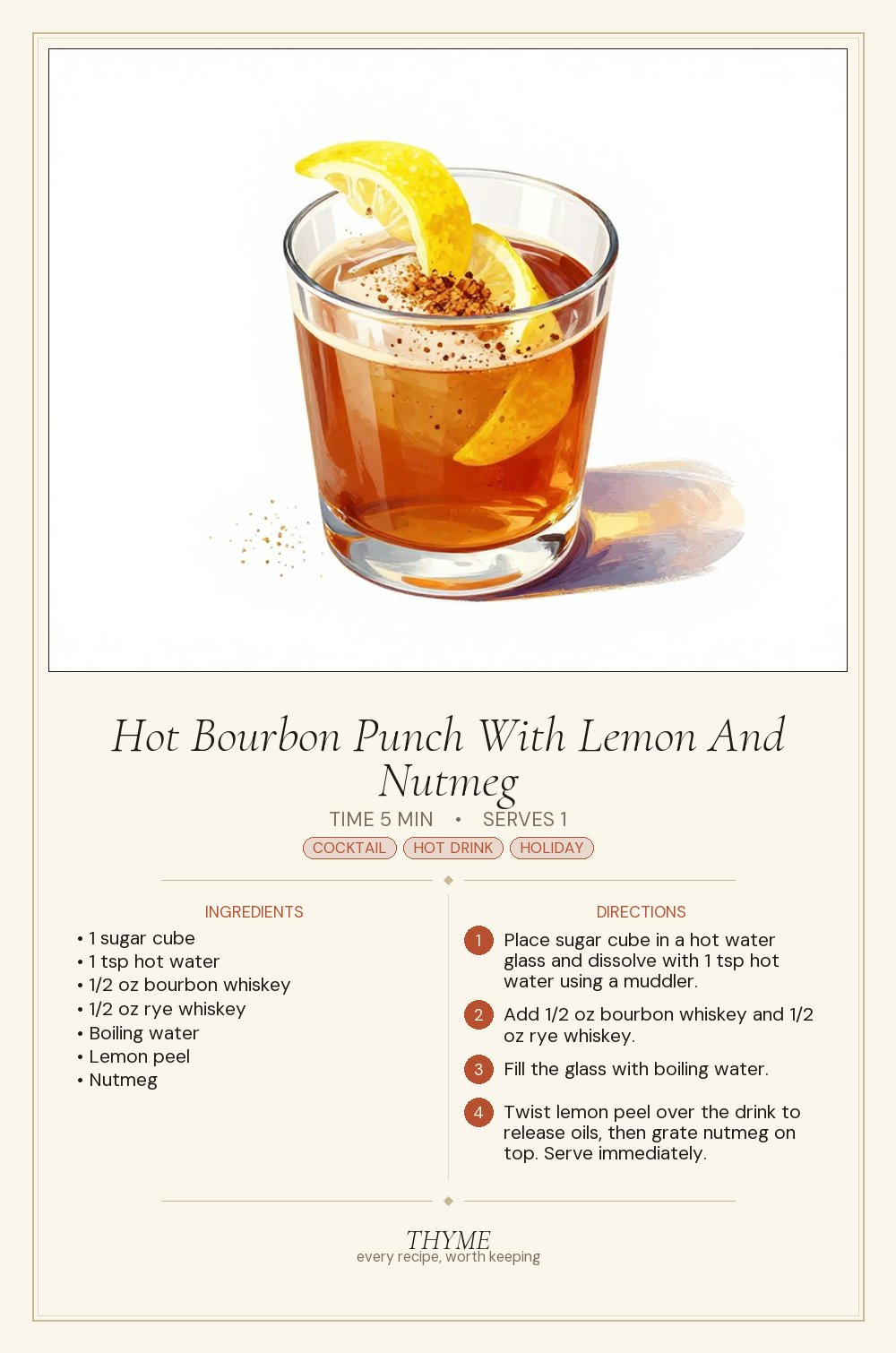 Hot Bourbon Punch With Lemon And Nutmeg