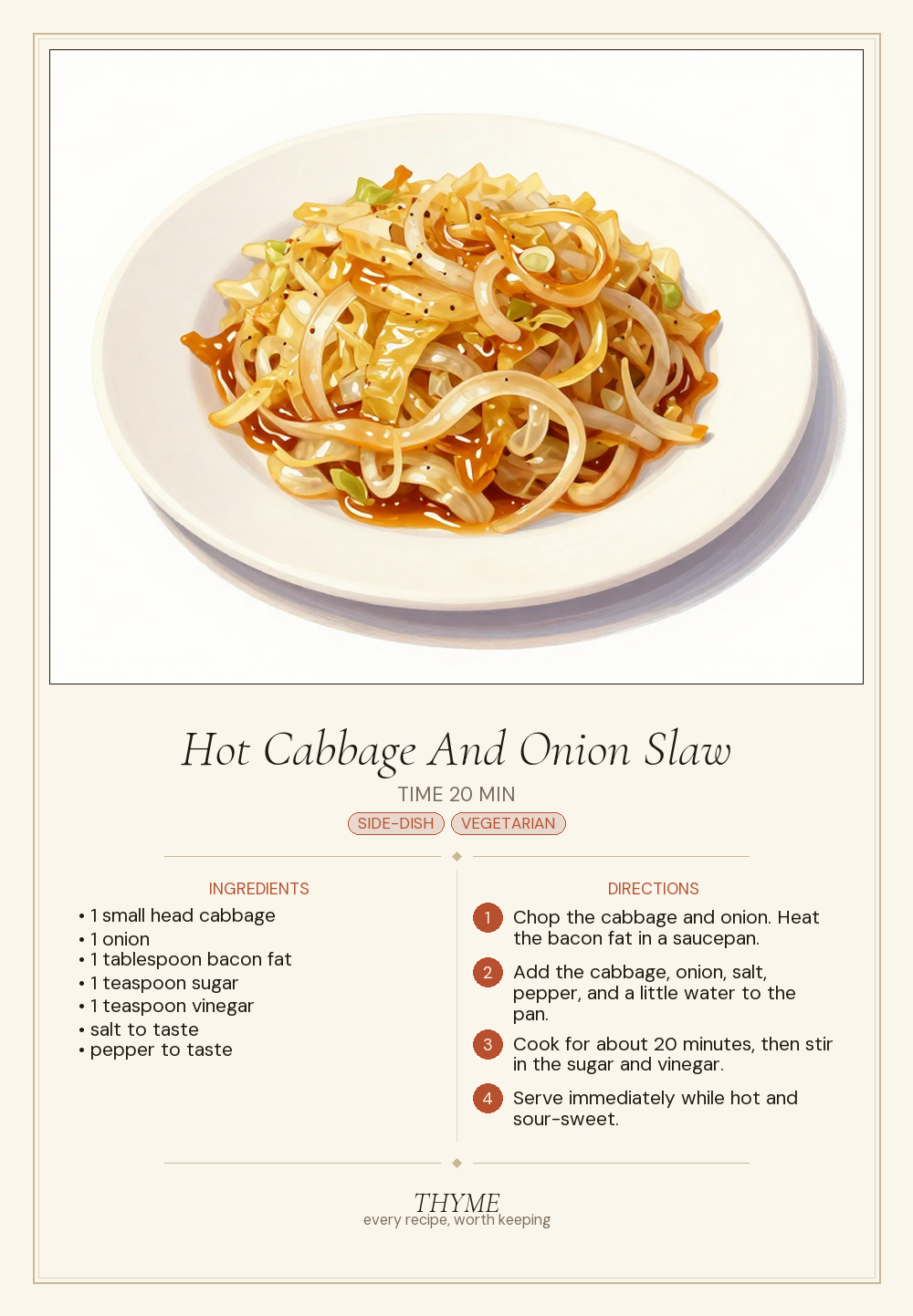 Hot Cabbage And Onion Slaw