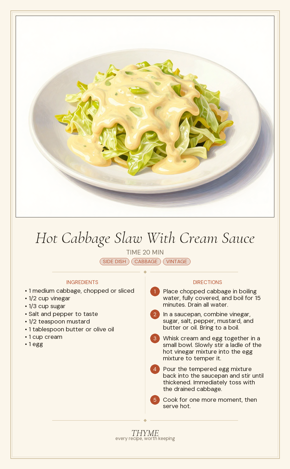 Hot Cabbage Slaw With Cream Sauce