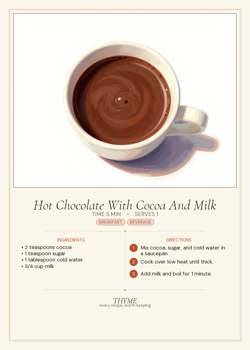 Hot Chocolate With Cocoa And Milk