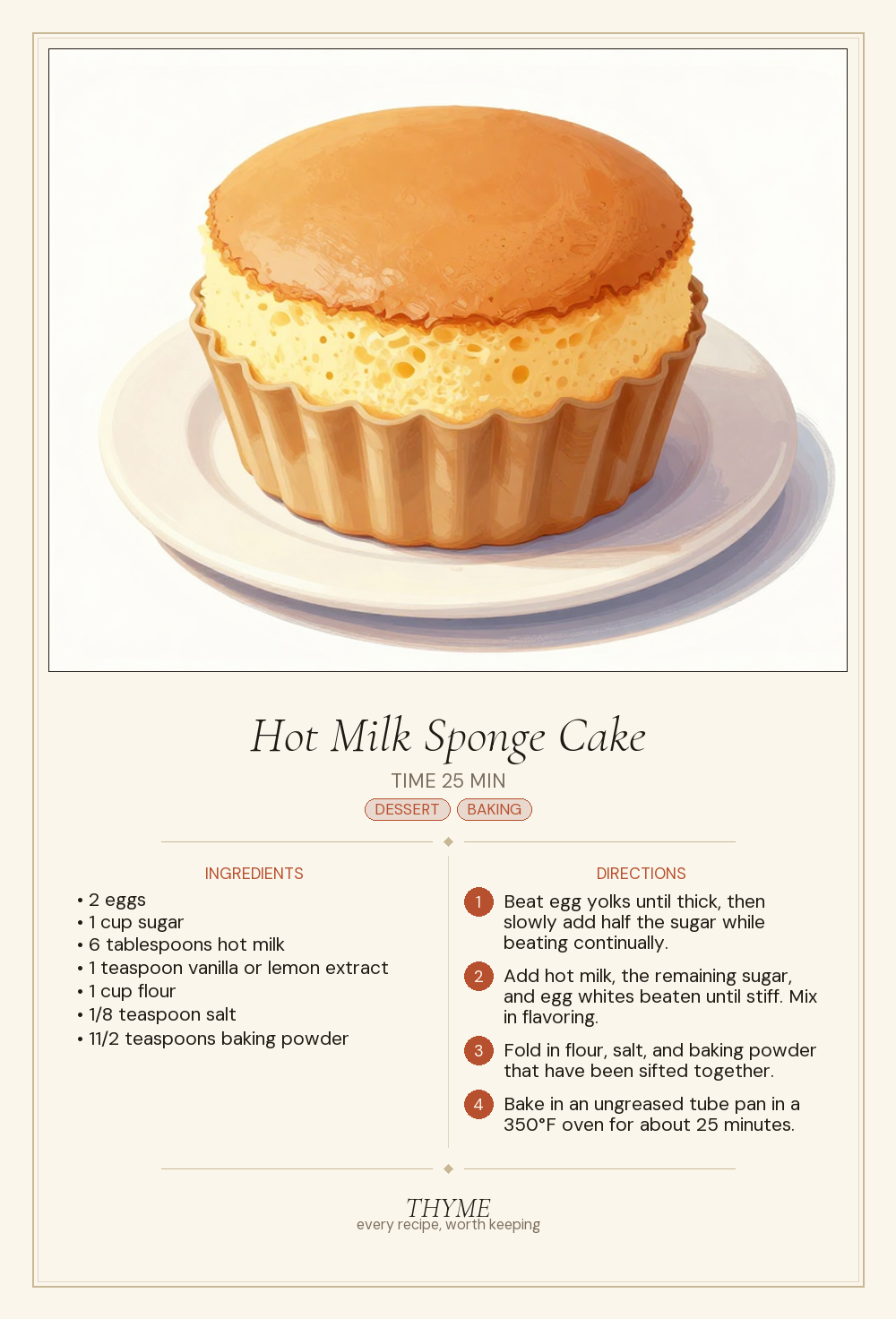 Hot Milk Sponge Cake
