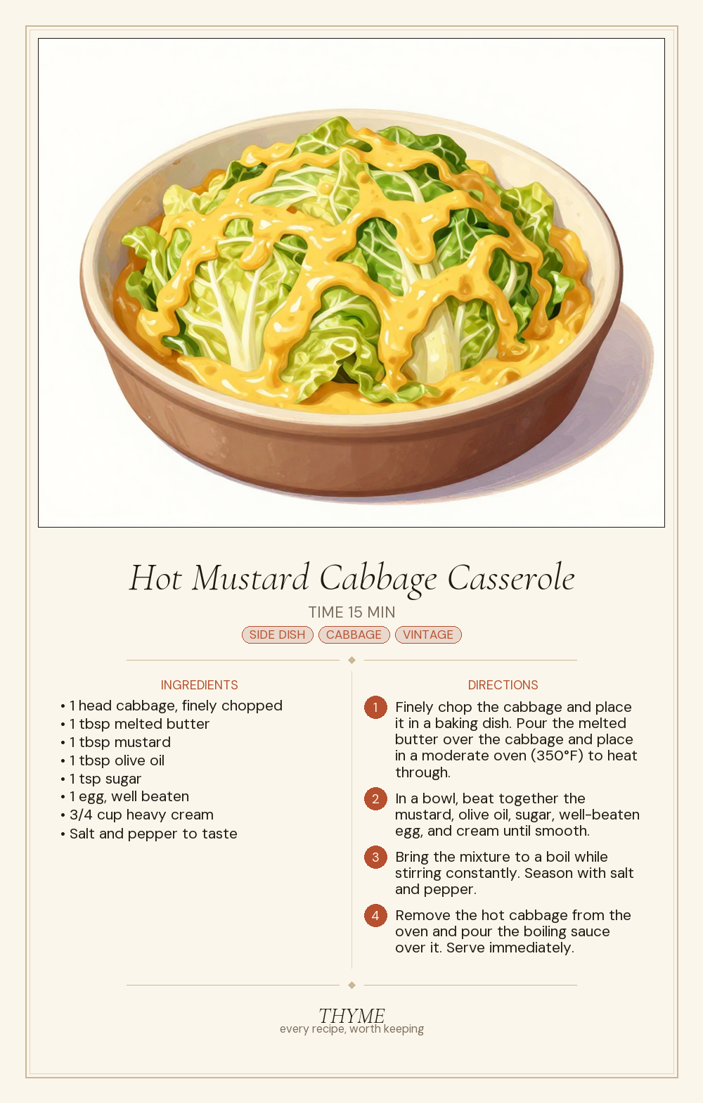 Hot Mustard Cabbage Casserole