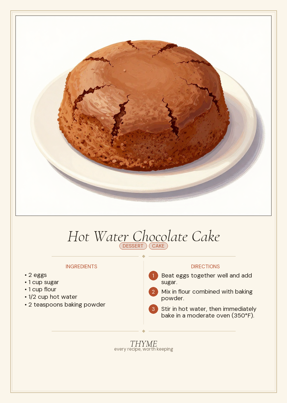 Hot Water Chocolate Cake