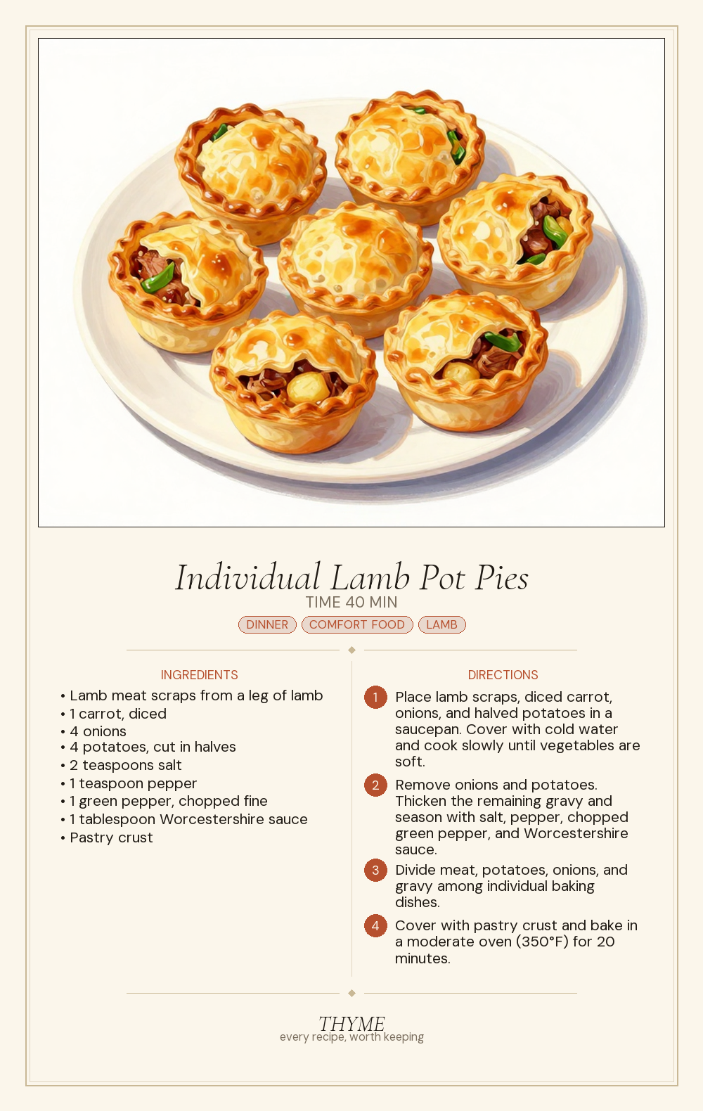 Individual Lamb Pot Pies