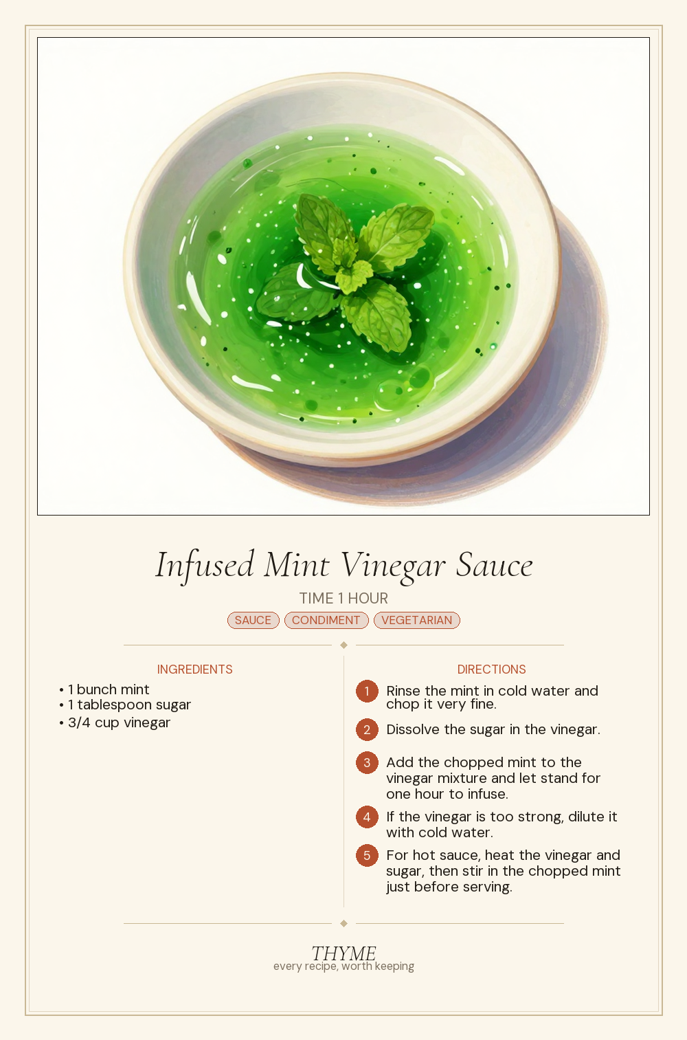 Infused Mint Vinegar Sauce
