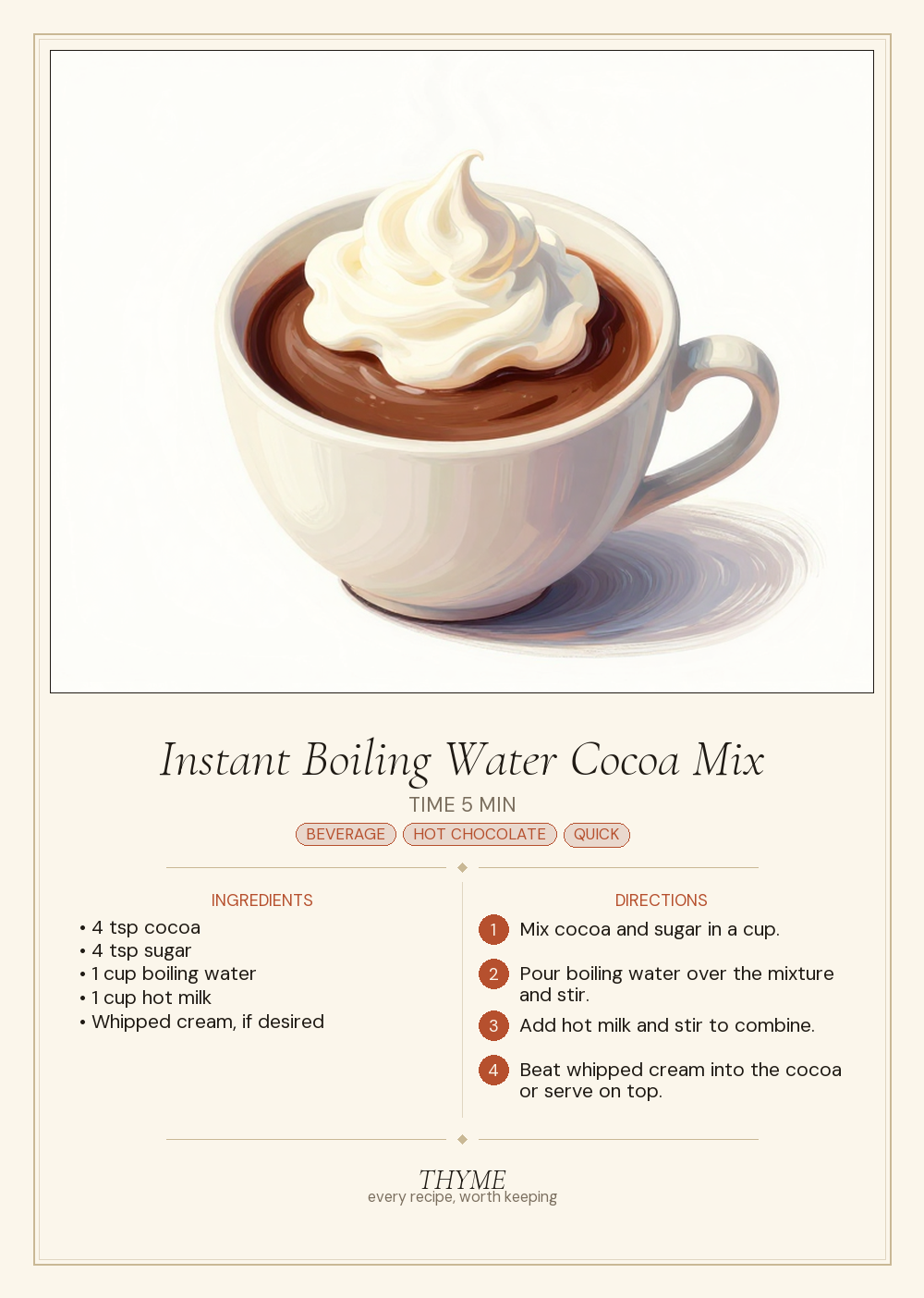 Instant Boiling Water Cocoa Mix