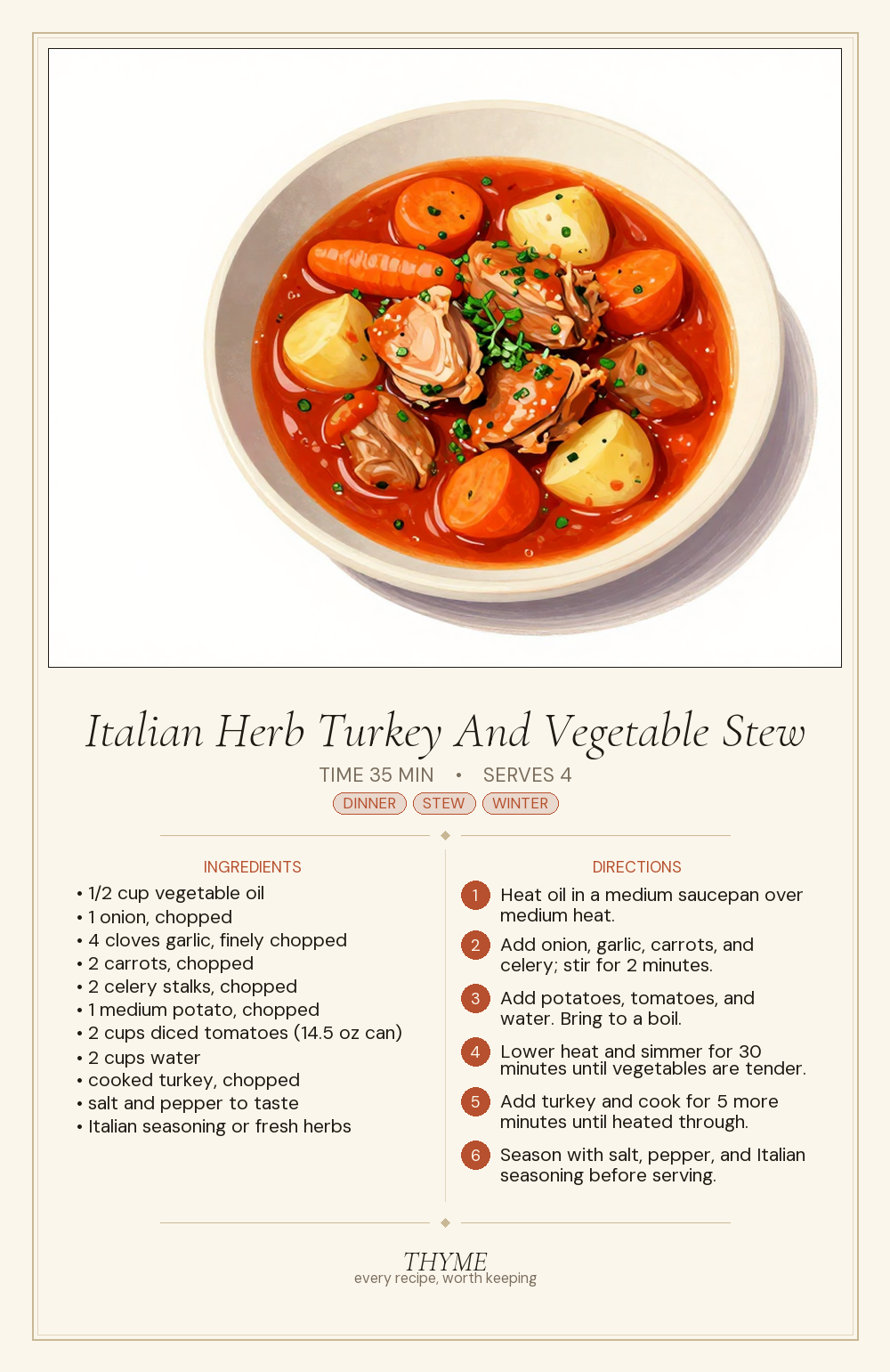 Italian Herb Turkey And Vegetable Stew