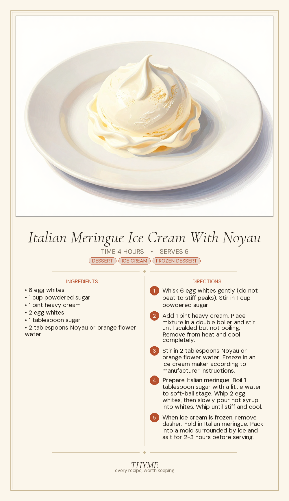 Italian Meringue Ice Cream With Noyau