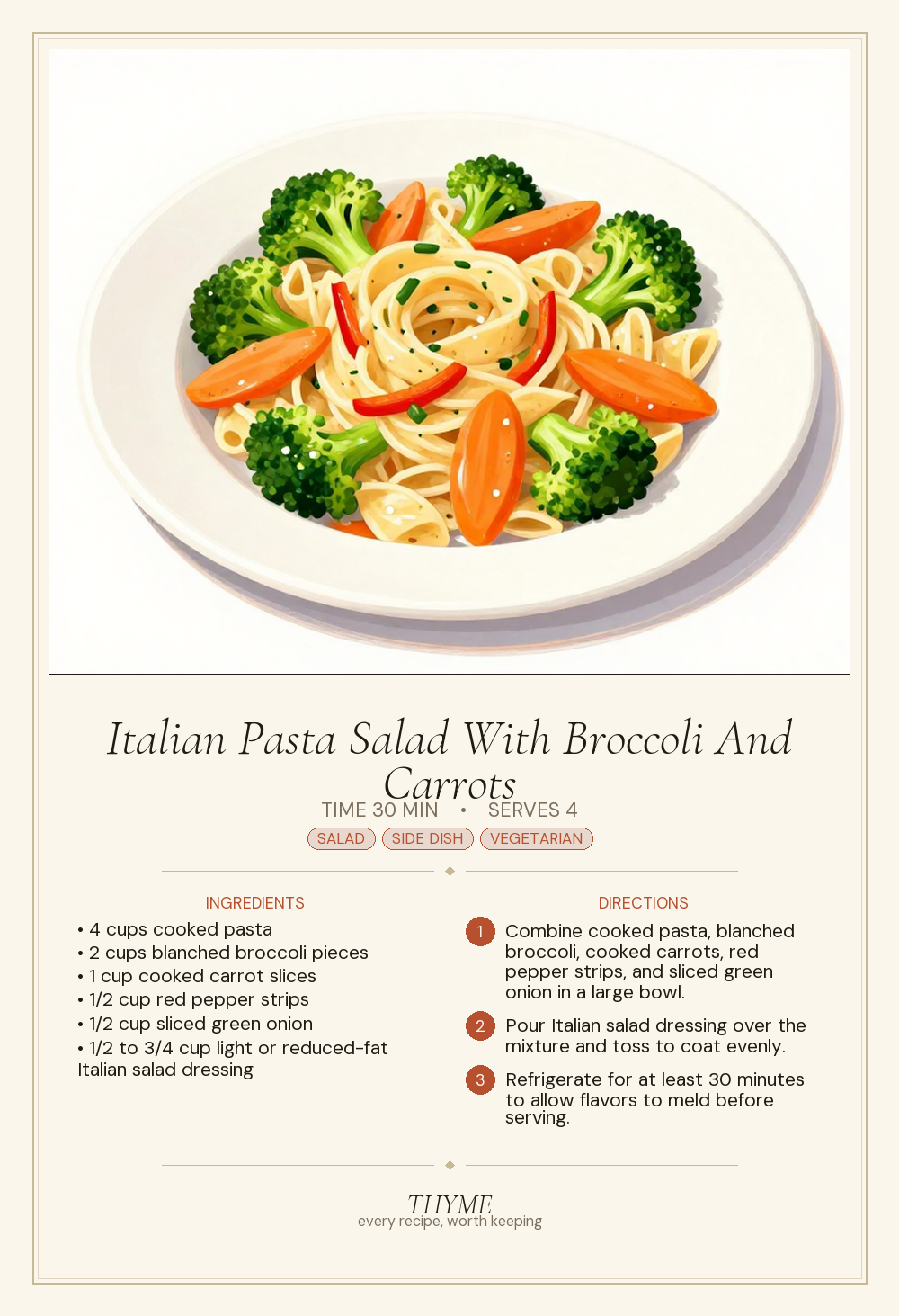 Italian Pasta Salad With Broccoli And Carrots