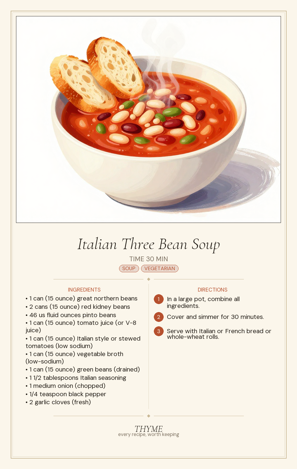 Italian Three Bean Soup