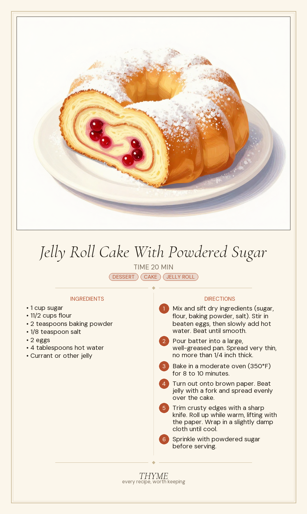 Jelly Roll Cake With Powdered Sugar