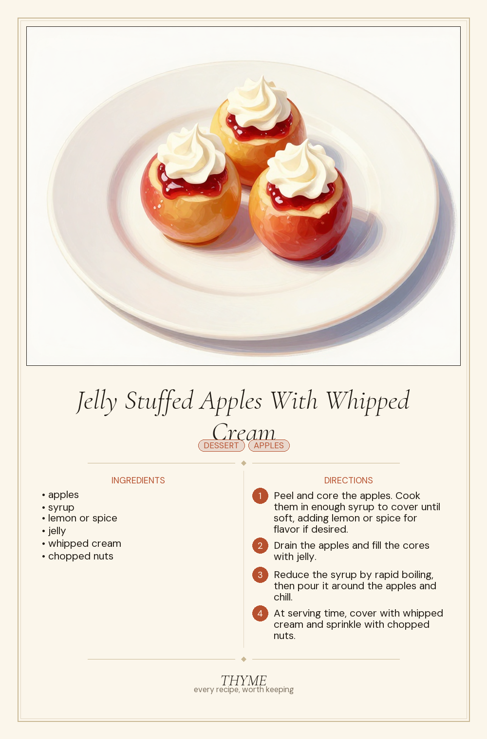 Jelly Stuffed Apples With Whipped Cream