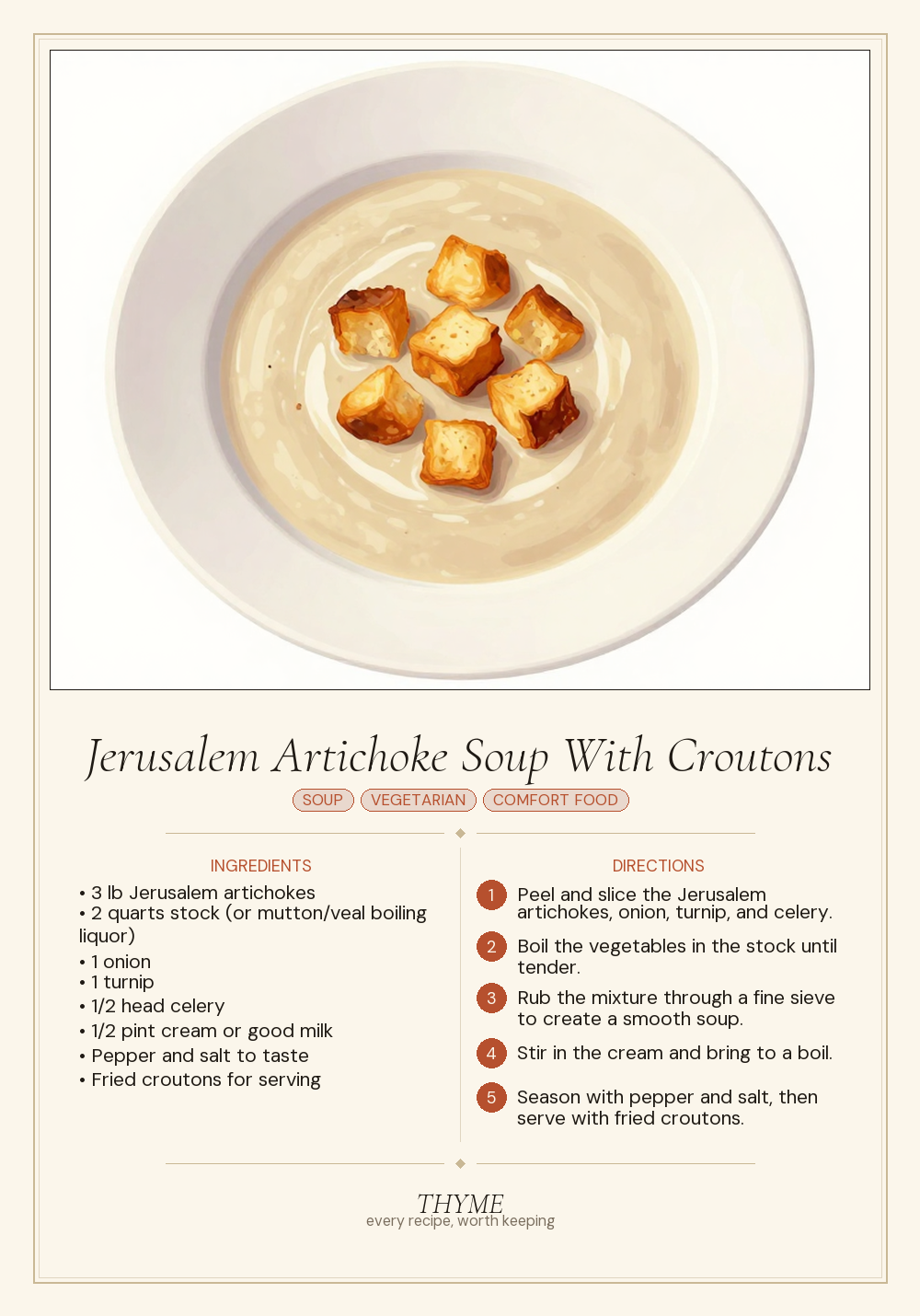 Jerusalem Artichoke Soup With Croutons
