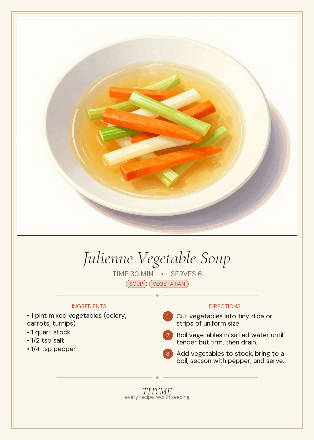 Julienne Vegetable Soup