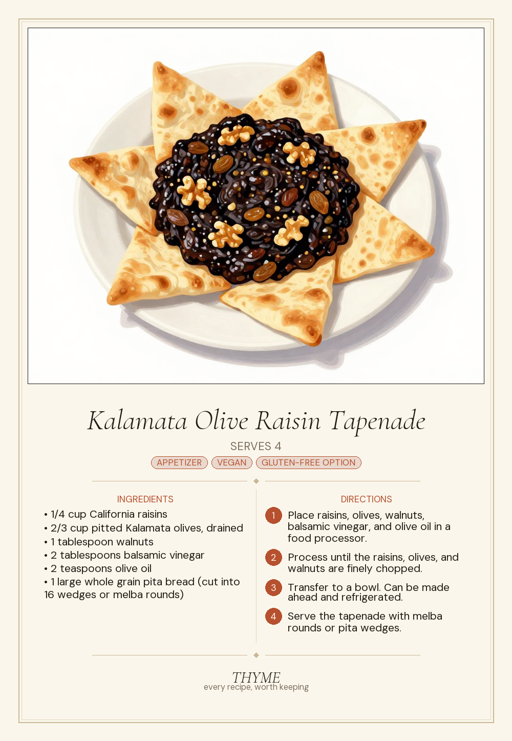 Kalamata Olive Raisin Tapenade