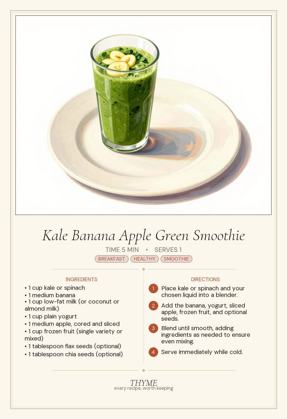 Kale Banana Apple Green Smoothie