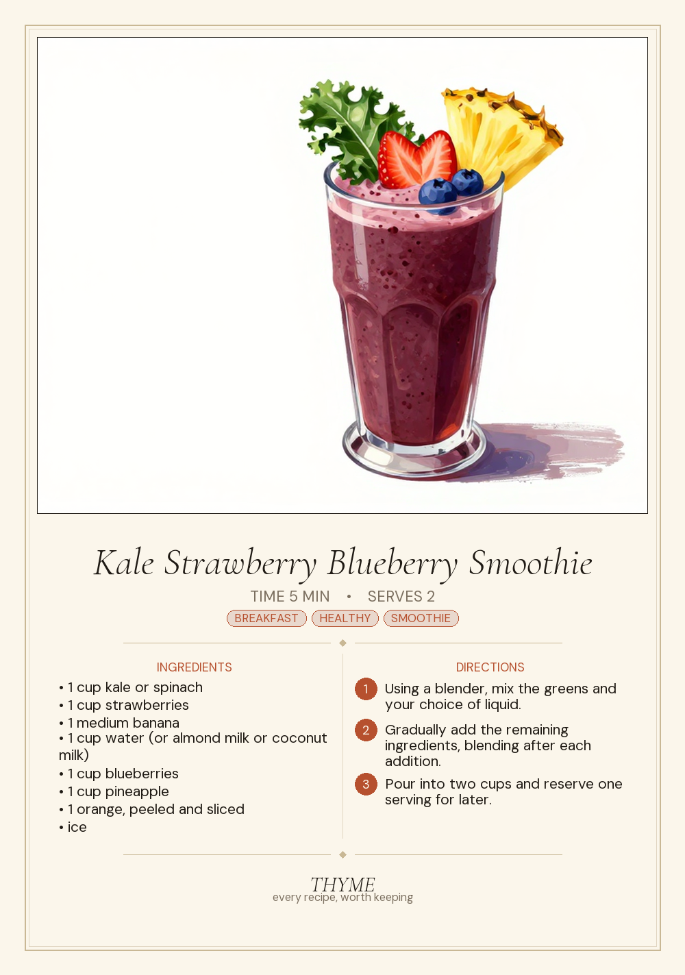 Kale Strawberry Blueberry Smoothie