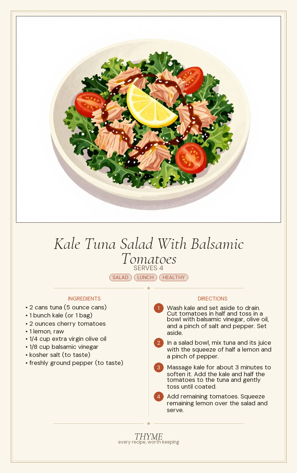 Kale Tuna Salad With Balsamic Tomatoes