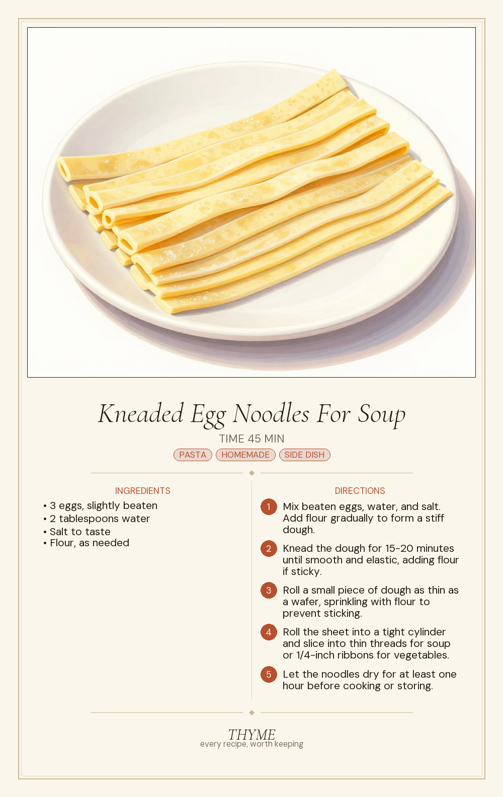 Kneaded Egg Noodles For Soup