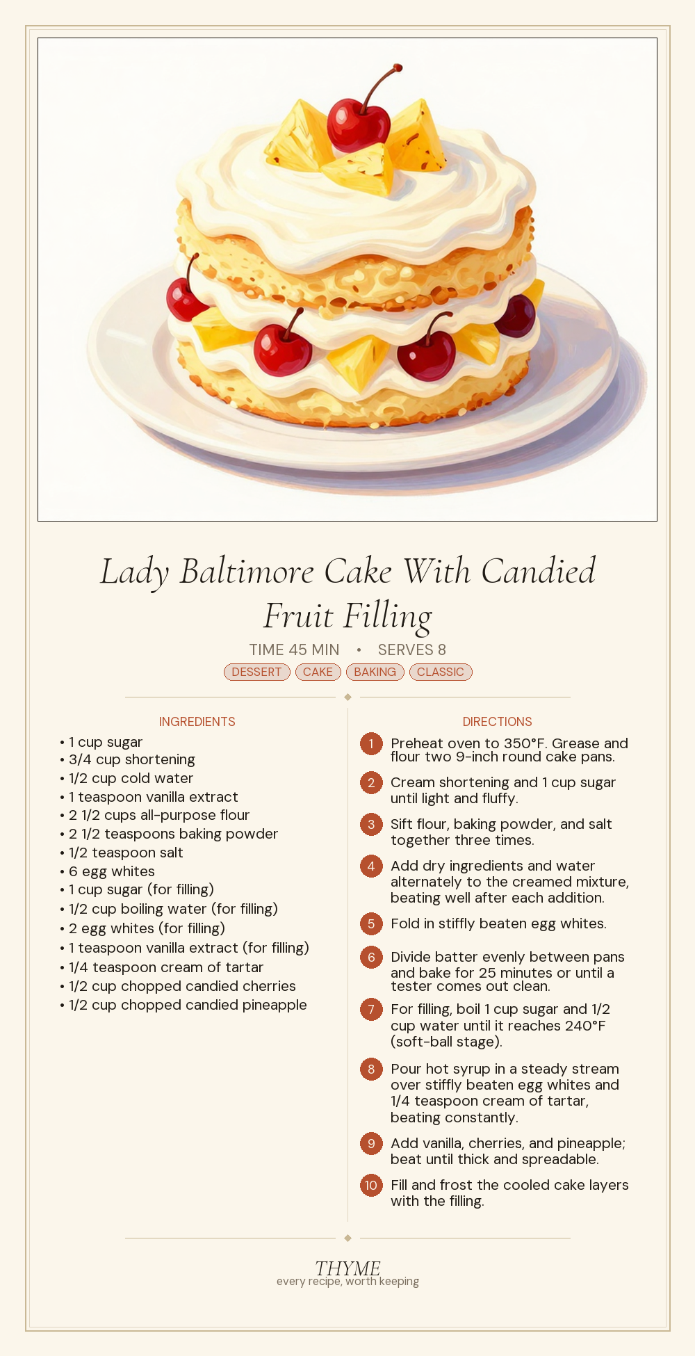 Lady Baltimore Cake With Candied Fruit Filling