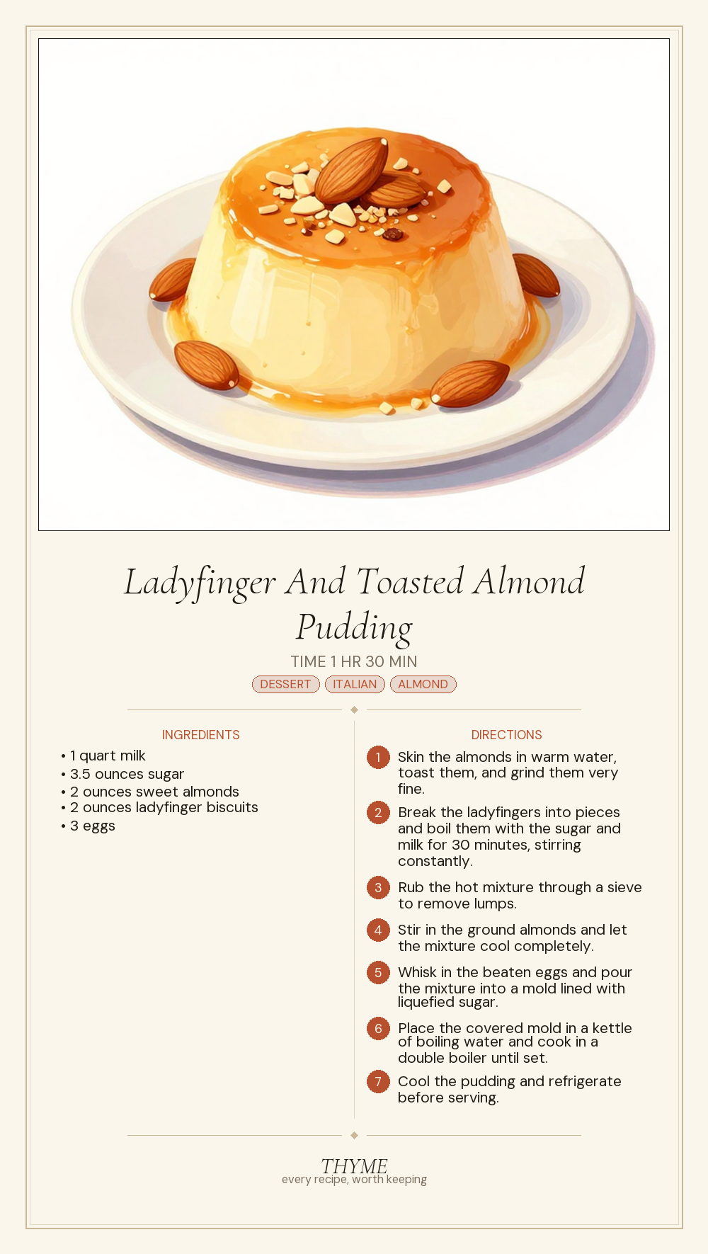 Ladyfinger And Toasted Almond Pudding
