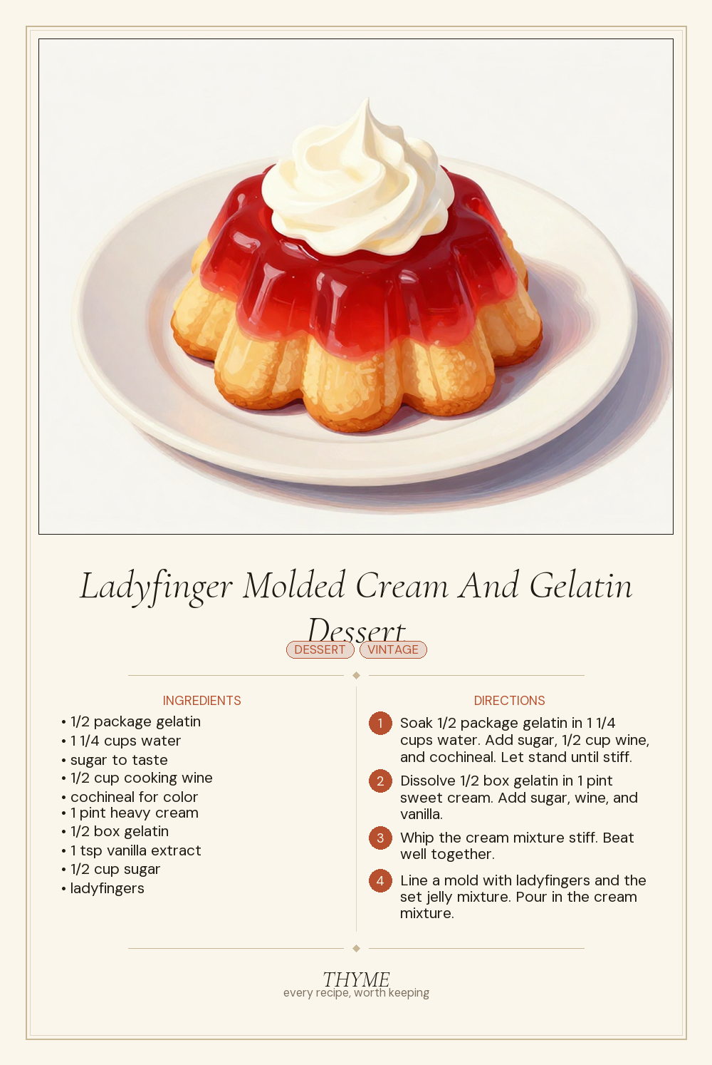 Ladyfinger Molded Cream And Gelatin Dessert