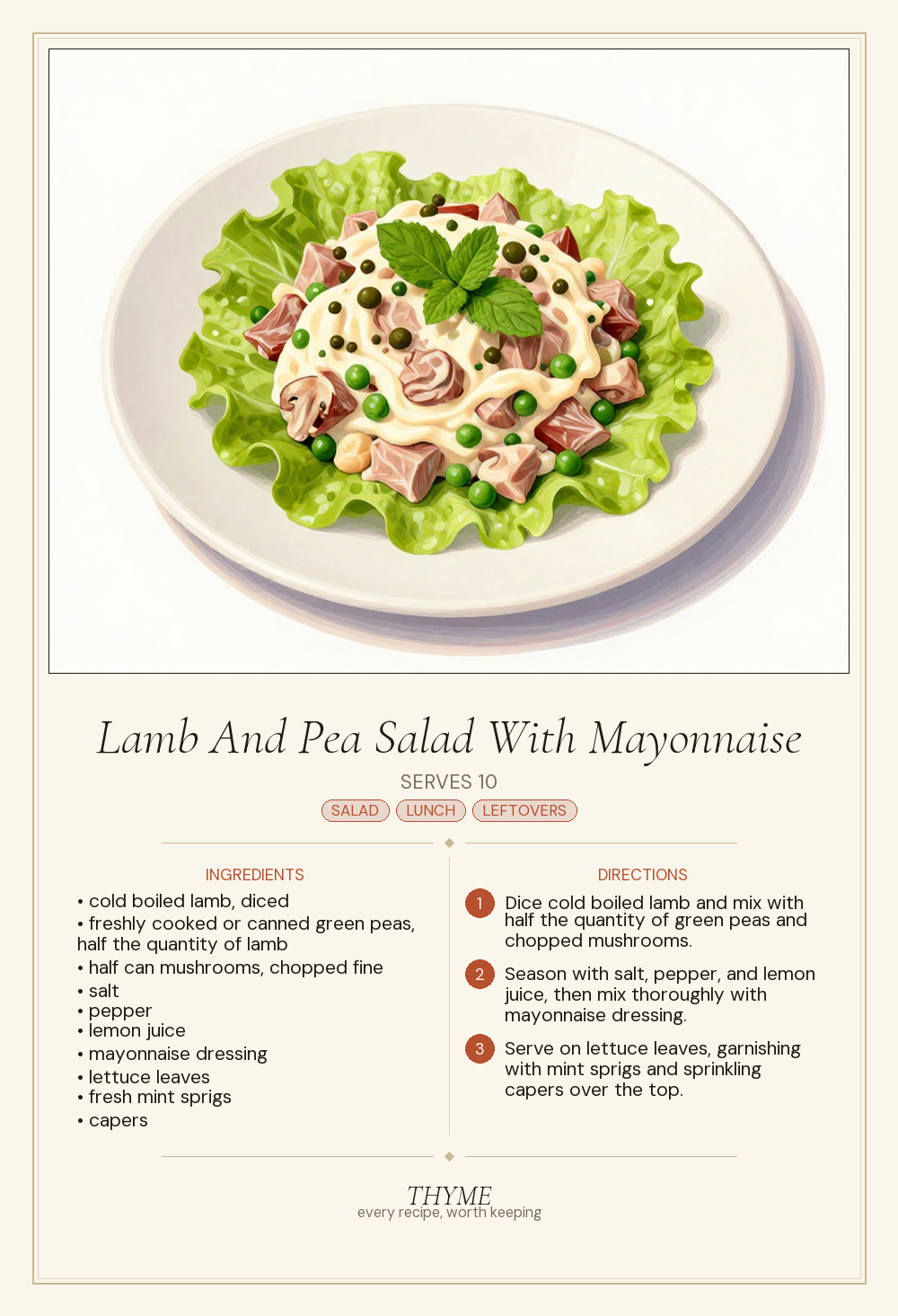 Lamb And Pea Salad With Mayonnaise