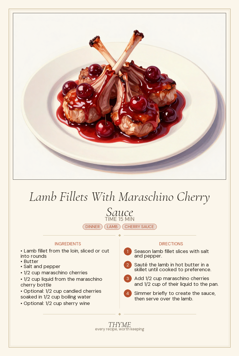 Lamb Fillets With Maraschino Cherry Sauce