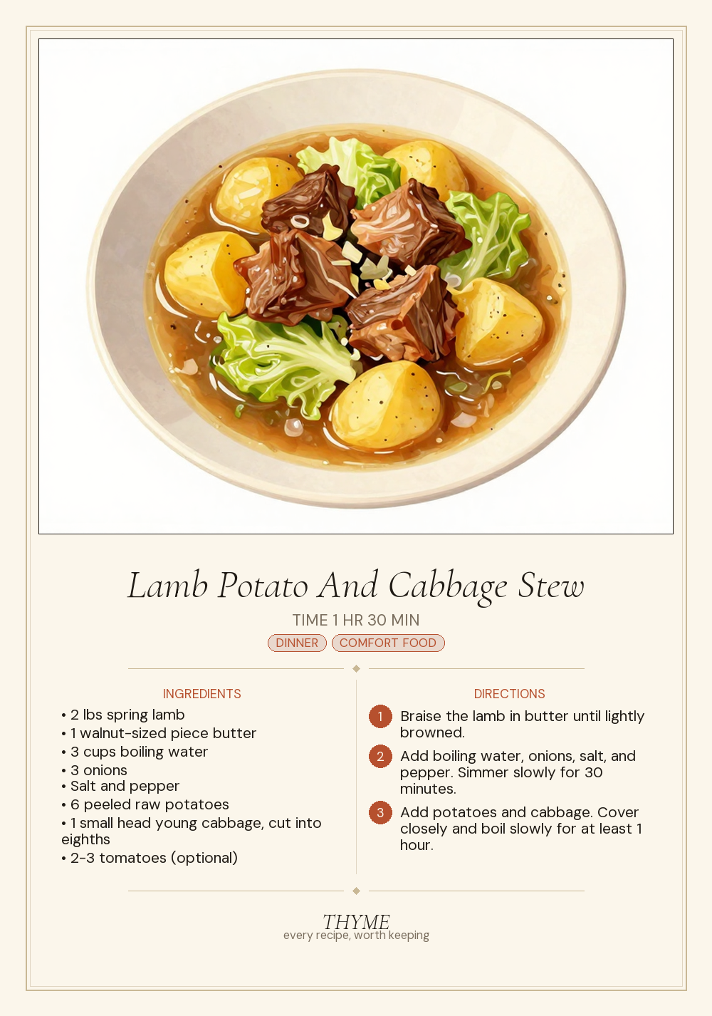 Lamb Potato And Cabbage Stew