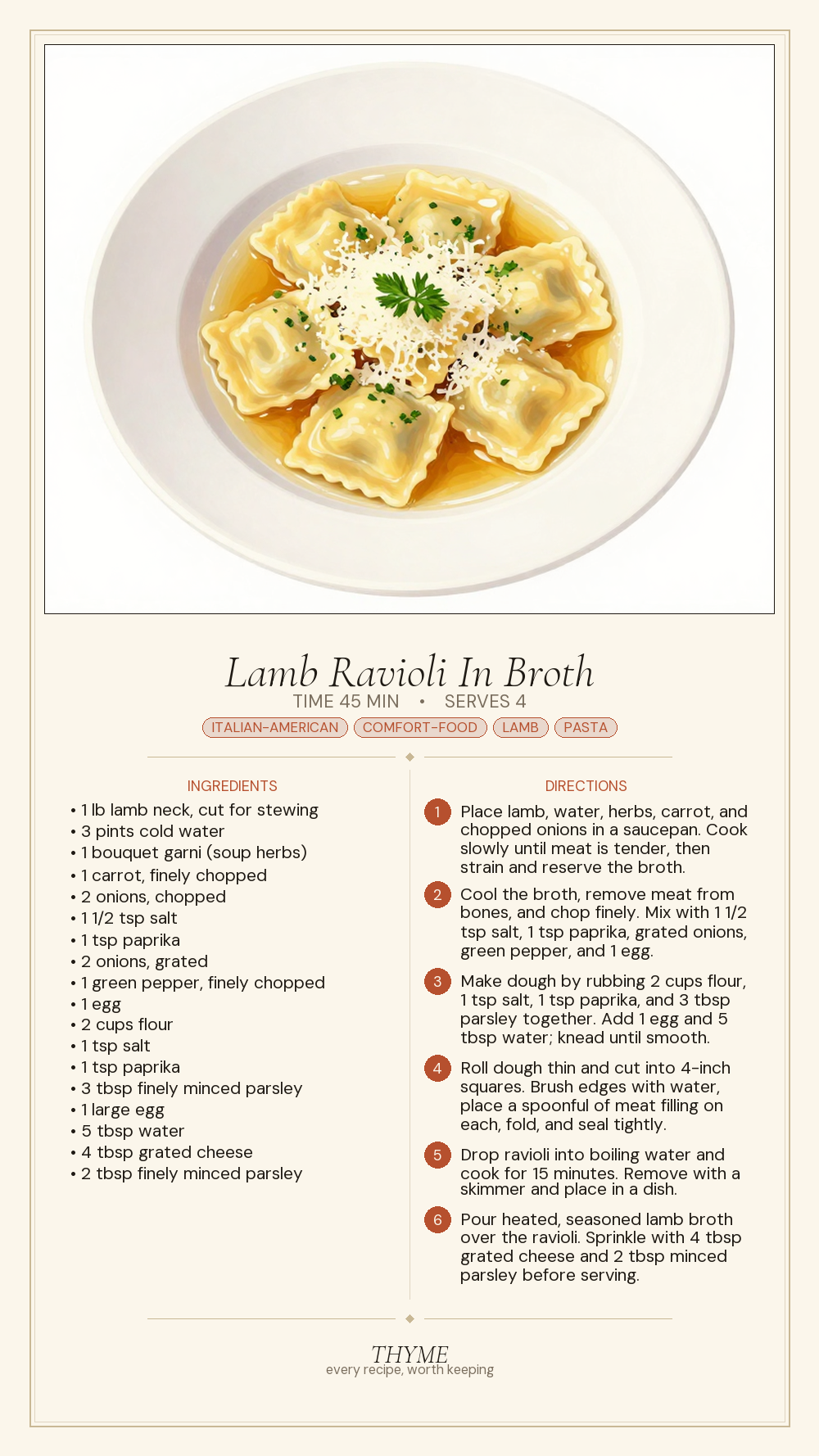 Lamb Ravioli In Broth
