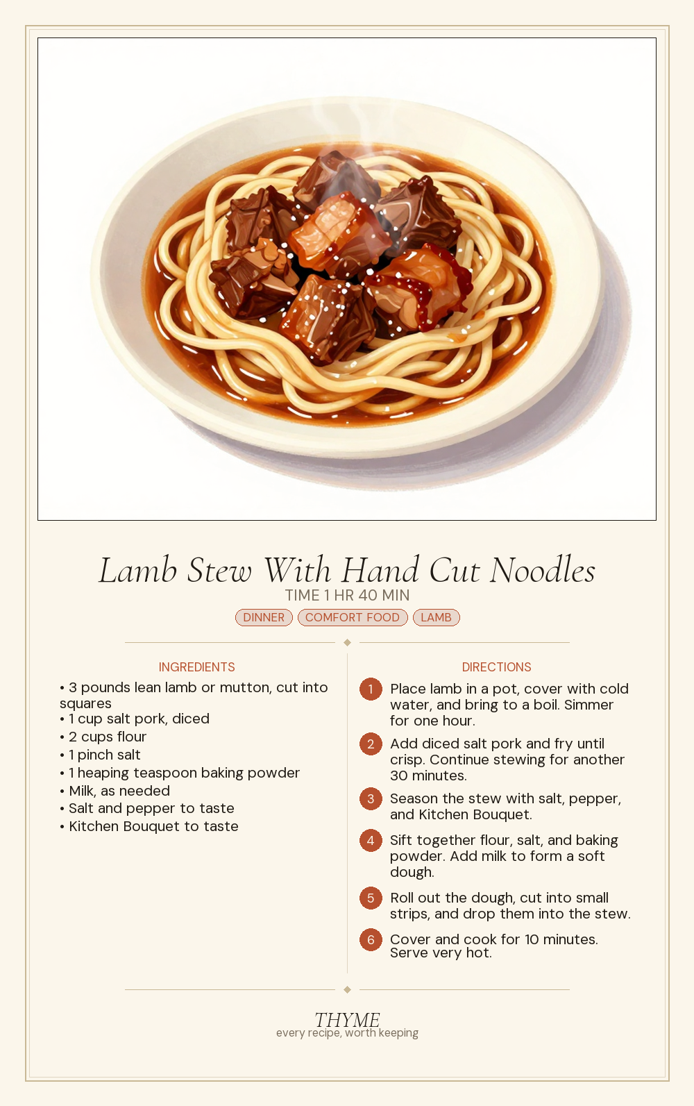 Lamb Stew With Hand Cut Noodles