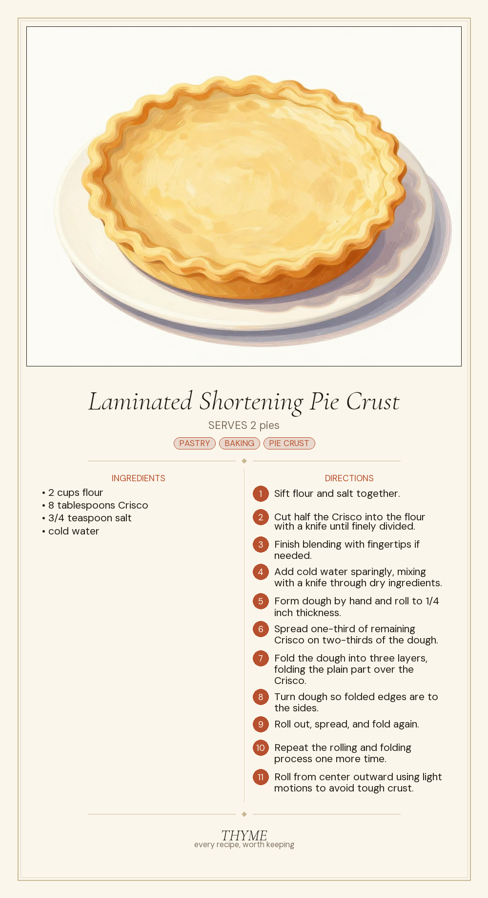 Laminated Shortening Pie Crust