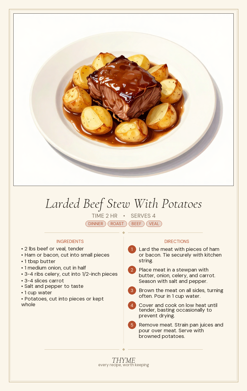 Larded Beef Stew With Potatoes