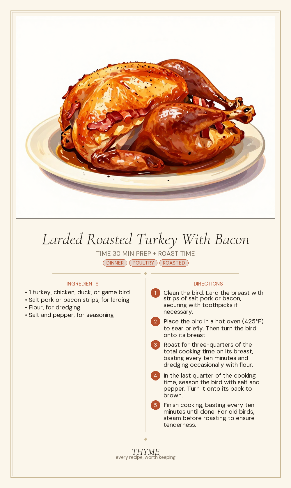 Larded Roasted Turkey With Bacon