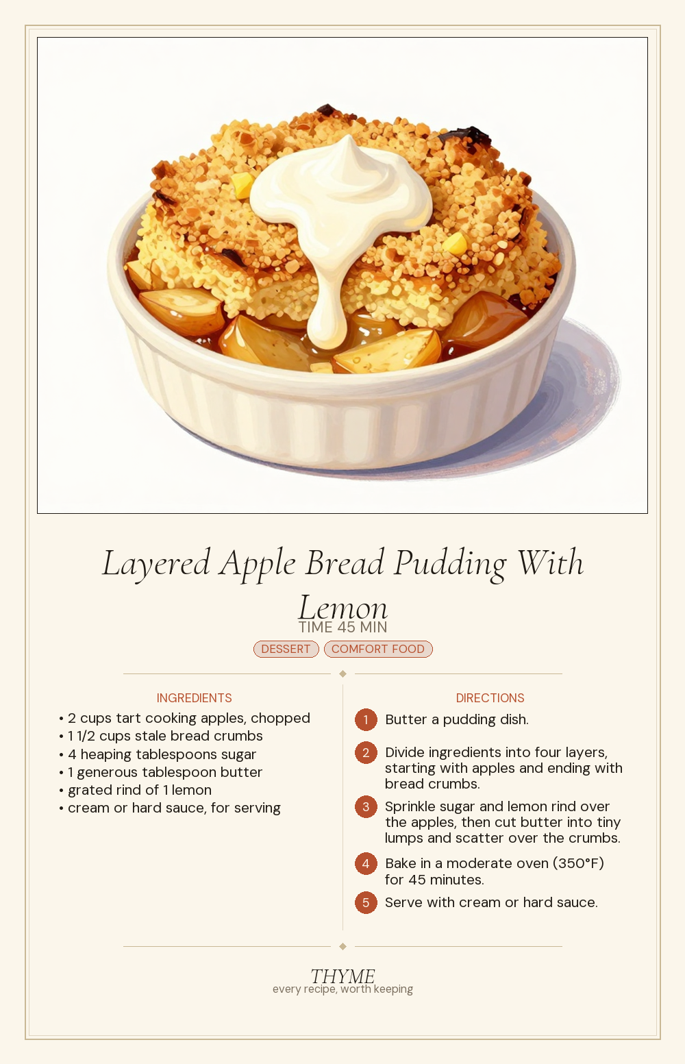 Layered Apple Bread Pudding With Lemon