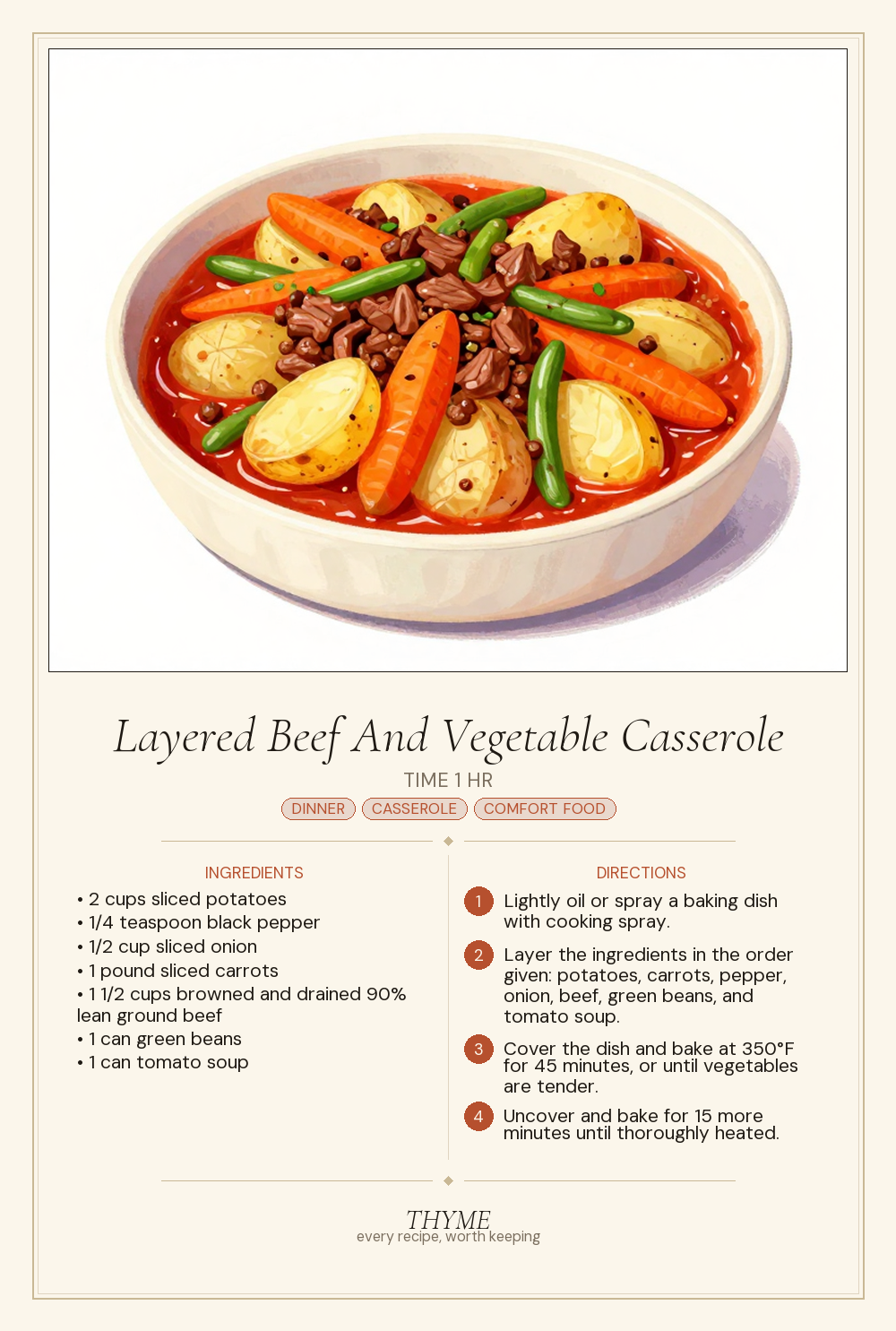Layered Beef And Vegetable Casserole