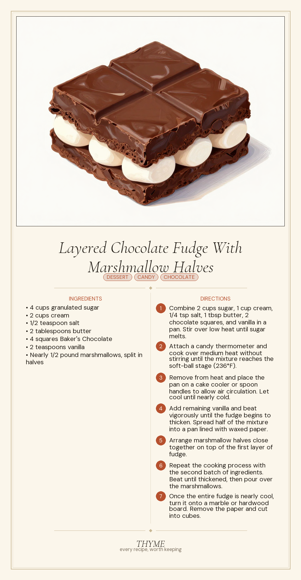 Layered Chocolate Fudge With Marshmallow Halves