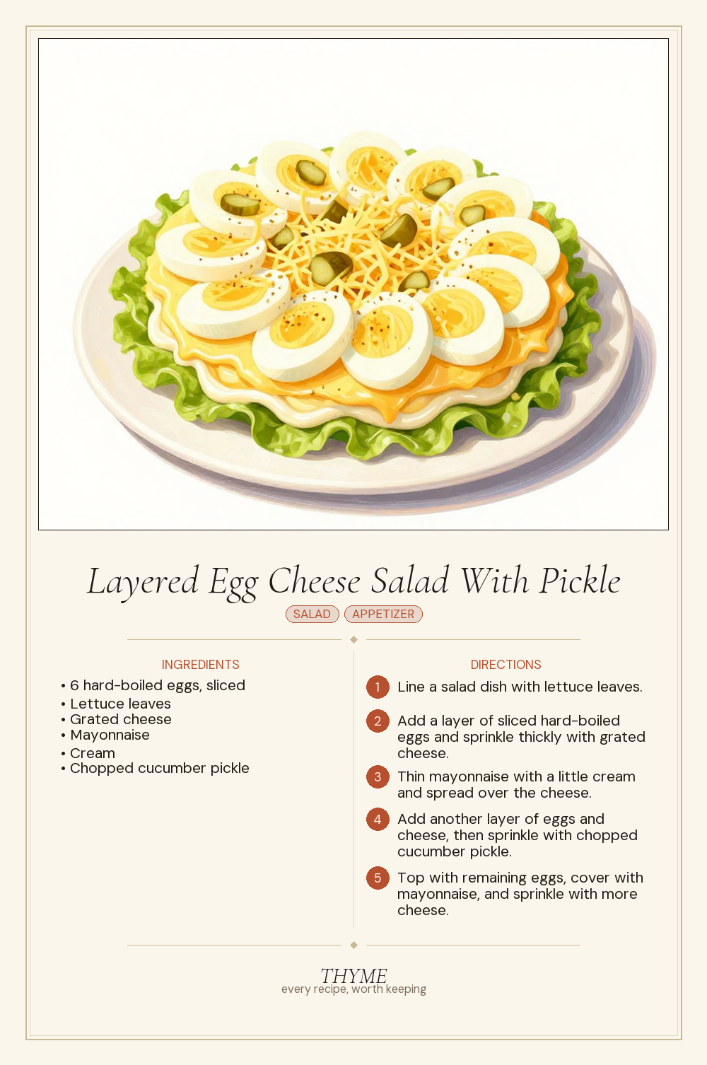 Layered Egg Cheese Salad With Pickle