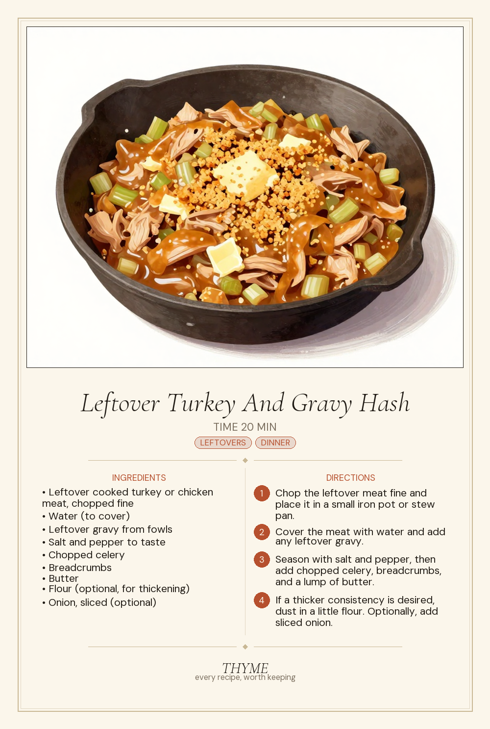 Leftover Turkey And Gravy Hash