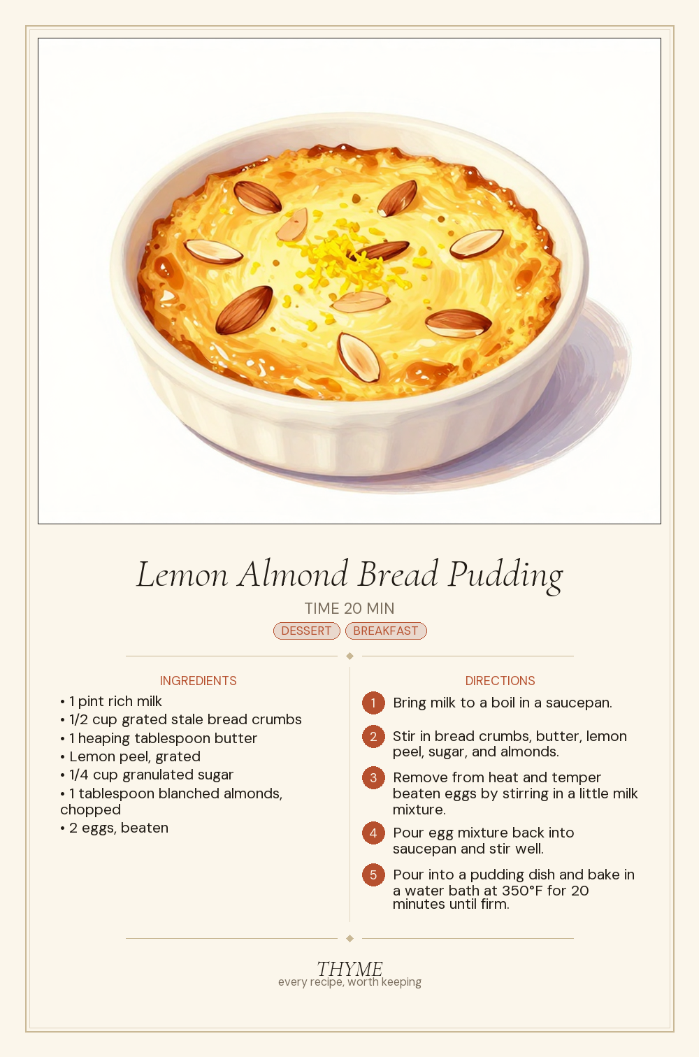 Lemon Almond Bread Pudding