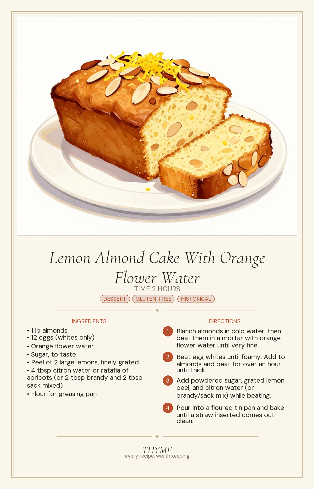 Lemon Almond Cake With Orange Flower Water
