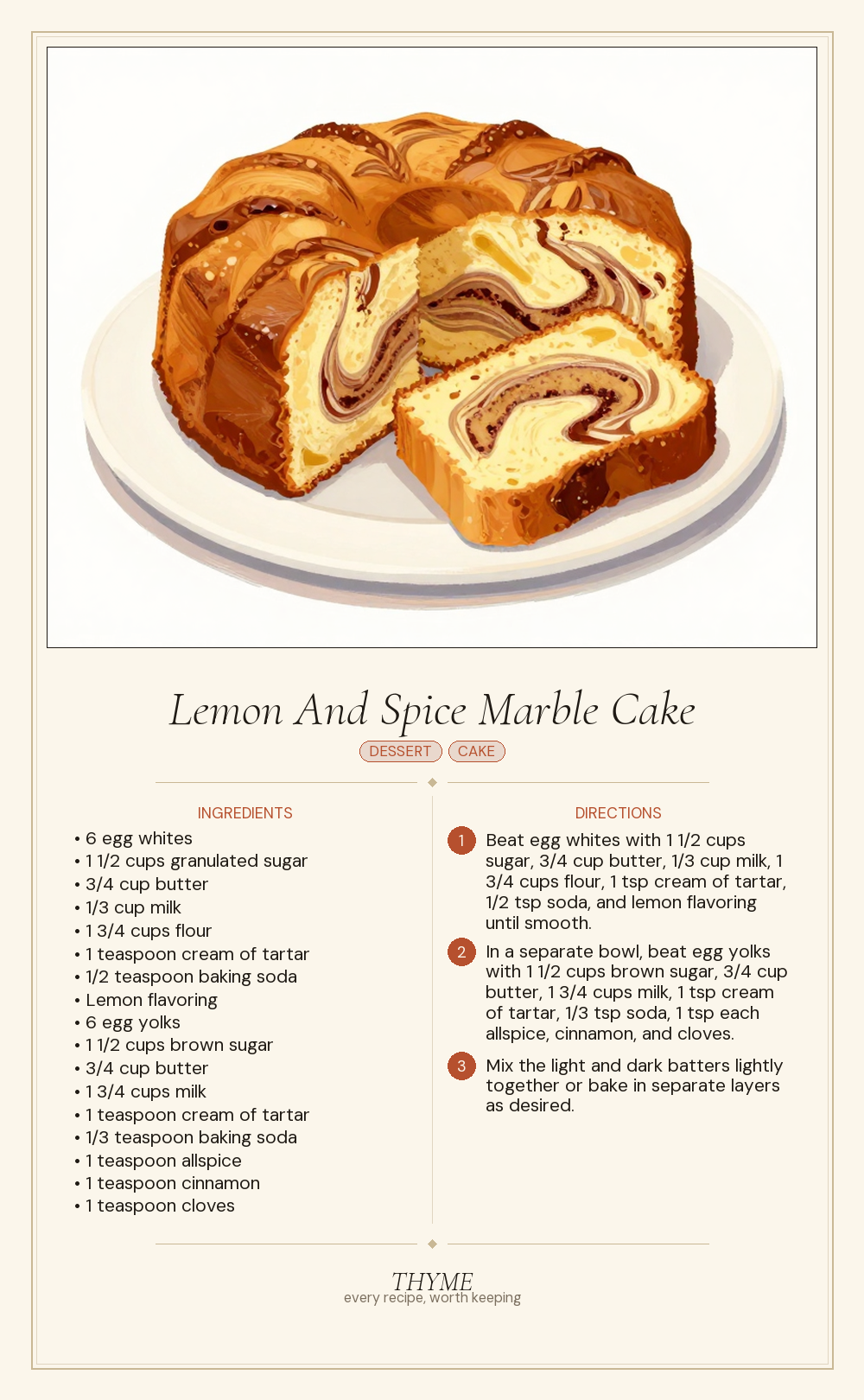 Lemon And Spice Marble Cake